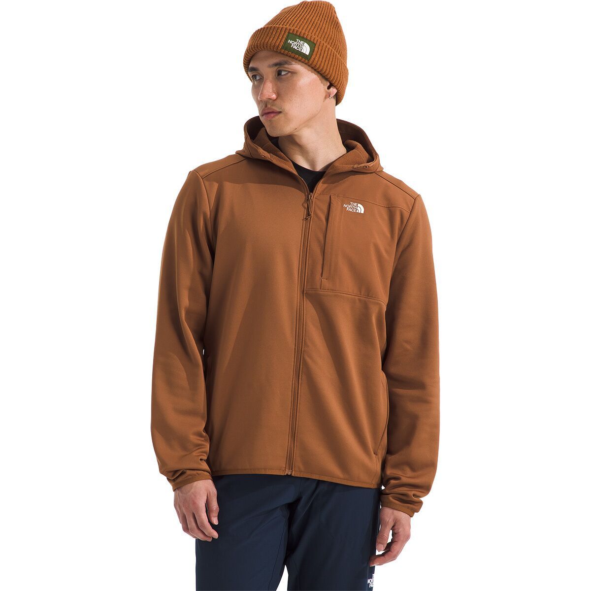 Image of The North Face TNF Performance Fleece Full-Zip Hooded Jacket - Men's Burnt Umber, M