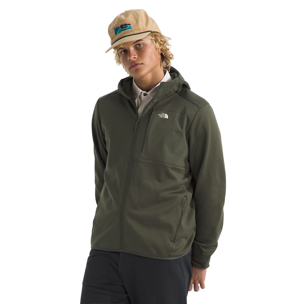 Image of The North Face TNF Performance Fleece Full-Zip Hooded Jacket - Men's New Taupe Green, XL