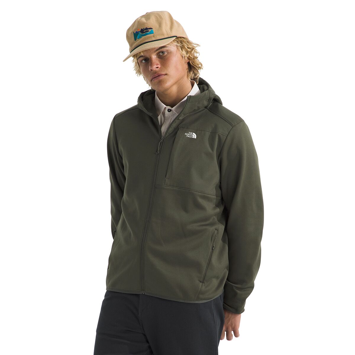 Image of The North Face TNF Performance Fleece Full-Zip Hooded Jacket - Men's New Taupe Green, M
