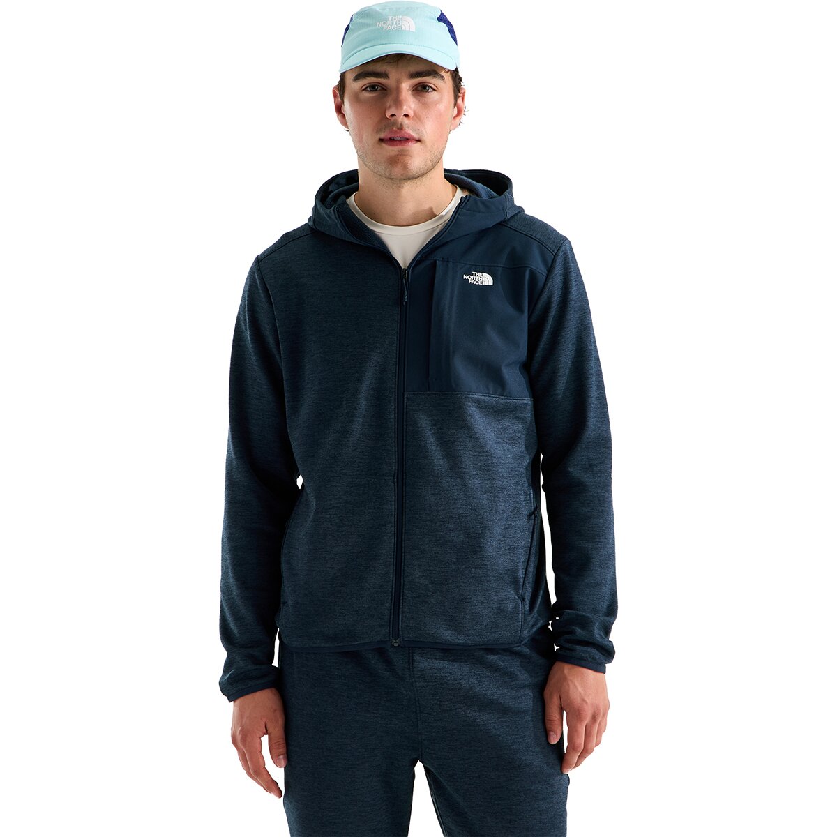 Image of The North Face TNF Performance Fleece Full-Zip Hooded Jacket - Men's Summit Navy Dark Heather, M
