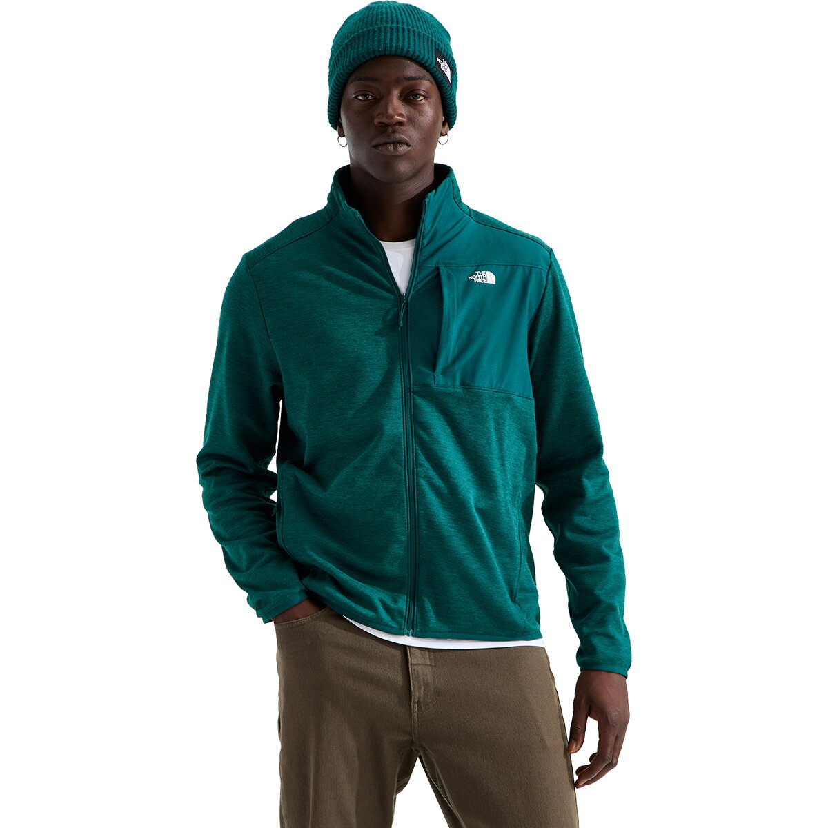 Image of The North Face TNF Performance Fleece Full-Zip Jacket - Men's Pacific Teal Dark Heather, XL