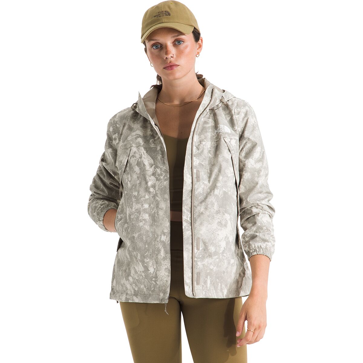 Image of The North Face Antora Print Rain Jacket - Women's Stone Slab Chalk Texture Print, XS