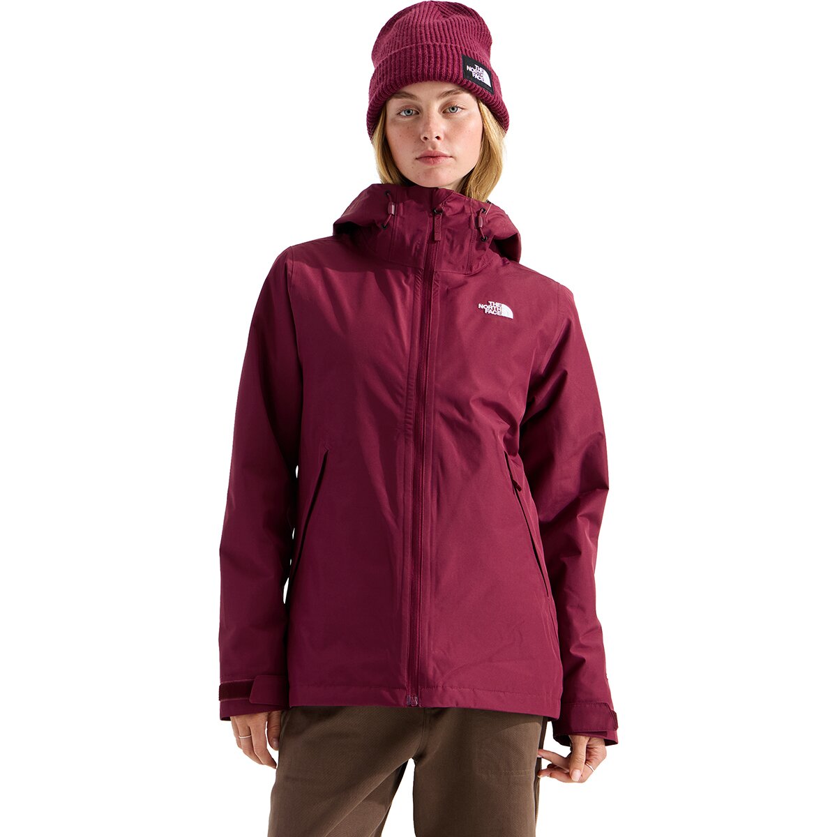 Image of The North Face Carto Mono Triclimate Hooded Jacket - Women's Burgundy Crush, XS