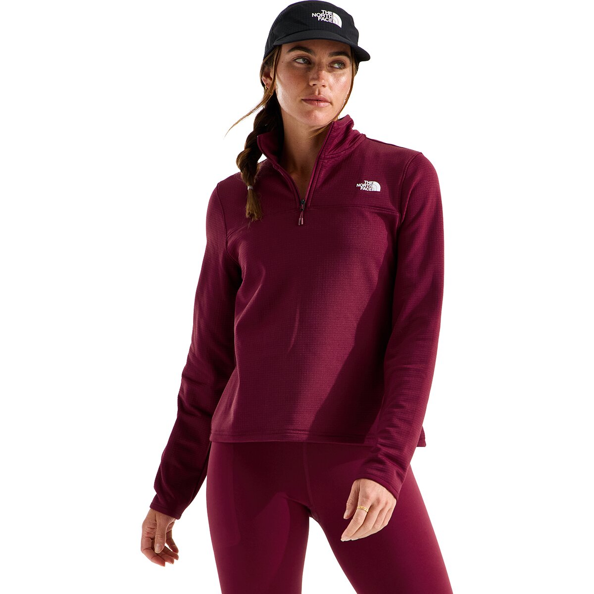 Image of The North Face Cedar Trail Grid Fleece 1/4-Zip Jacket - Women's Burgundy Crush, M