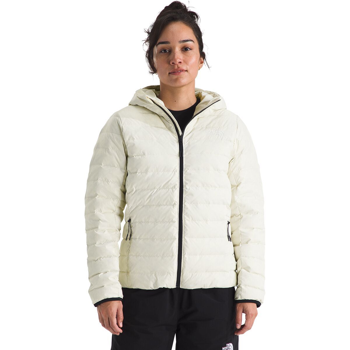 Image of The North Face Classic Down Hooded Jacket - Women's White Dune, L