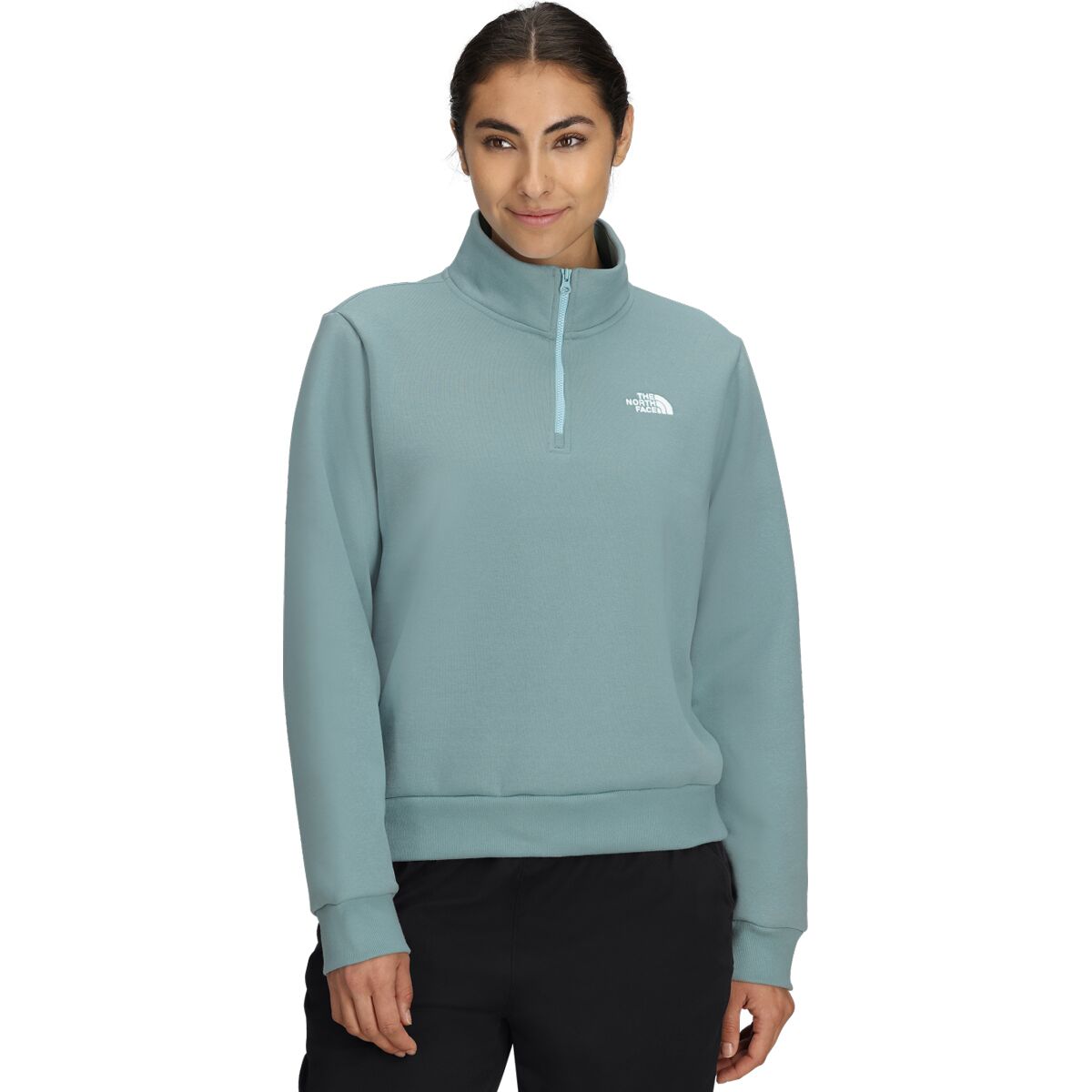 Image of The North Face Evolution Embroidered 1/4-Zip Sweatshirt - Women's Blue Eclipse, XS