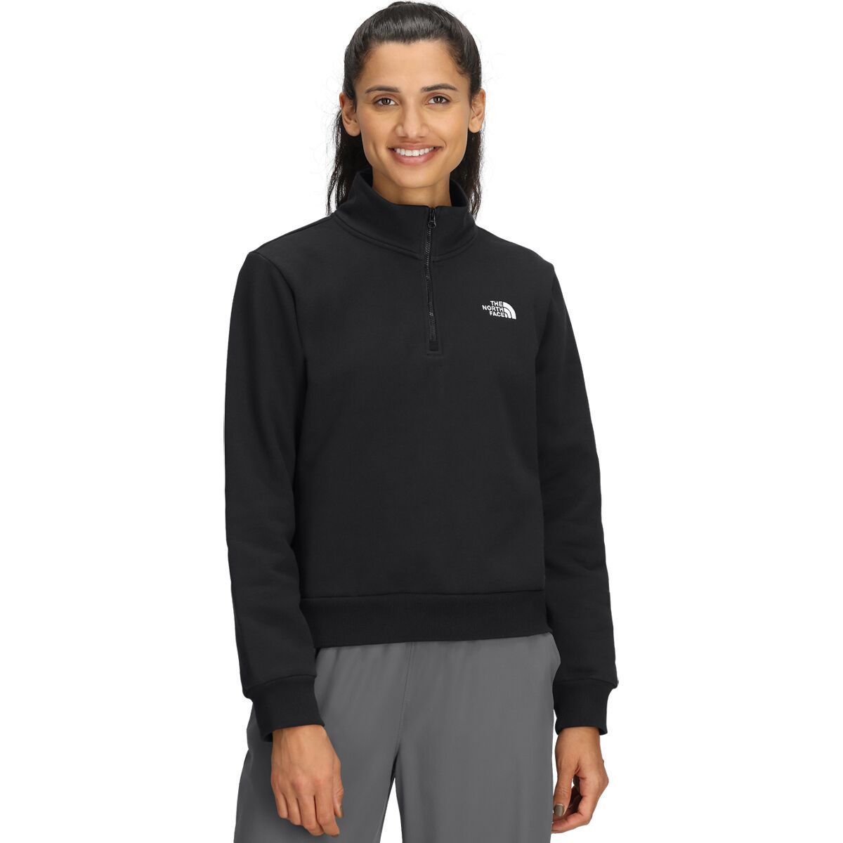 Image of The North Face Evolution Embroidered 1/4-Zip Sweatshirt - Women's TNF Black, XL