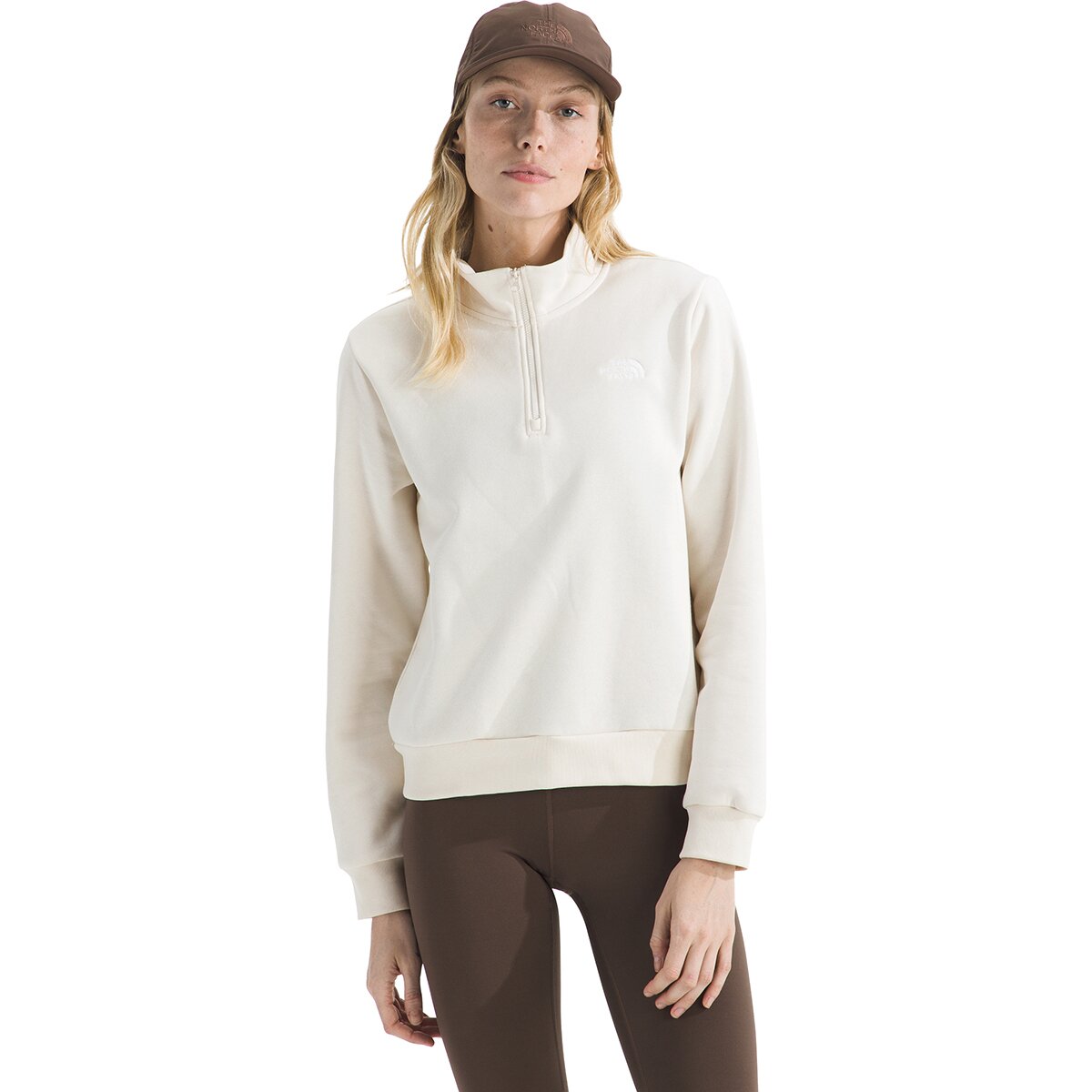 Image of The North Face Evolution Embroidered 1/4-Zip Sweatshirt - Women's White Dune, L