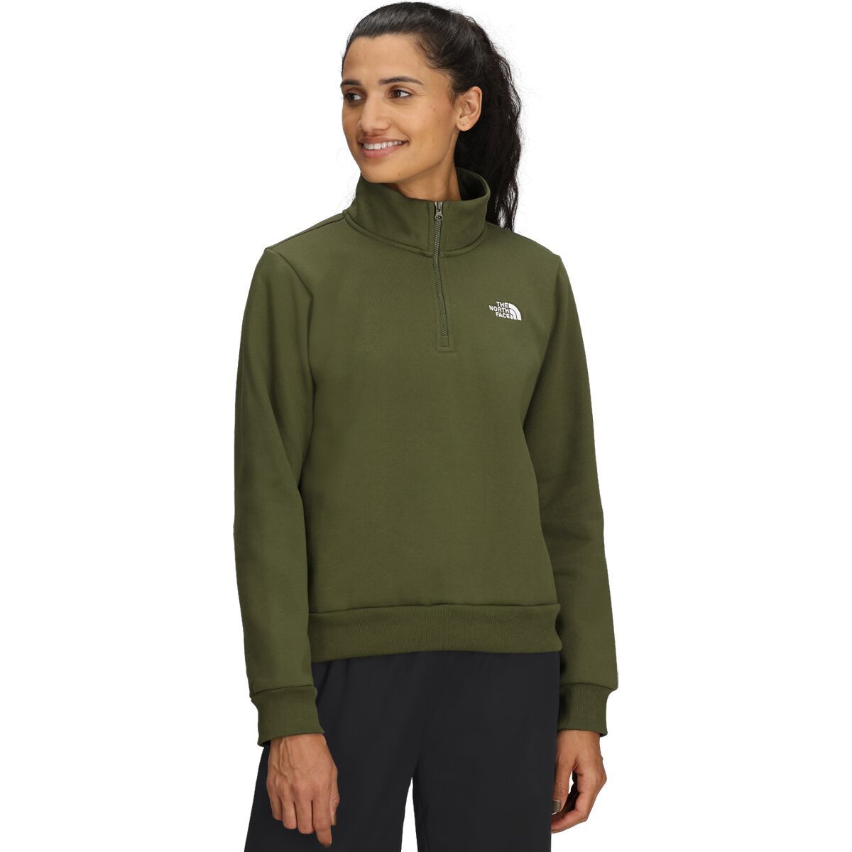 Image of The North Face Evolution Embroidered 1/4-Zip Sweatshirt - Women's Woodland Green, L
