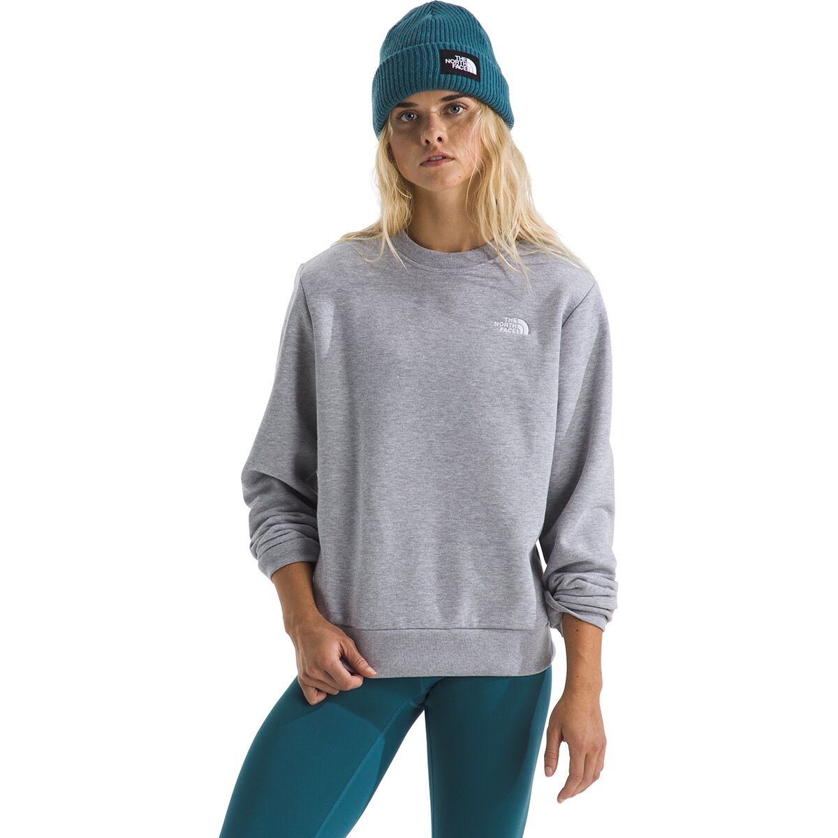 Image of The North Face Evolution Embroidered Crew Sweatshirt - Women's TNF Pale Grey Heather, L