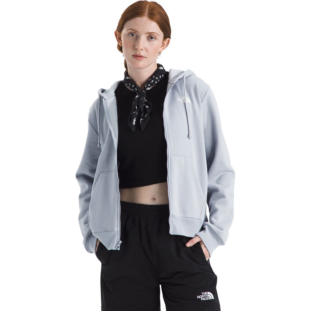 Image of The North Face Evolution Embroidered Full-Zip Hoodie - Women's Blue Flax, XS