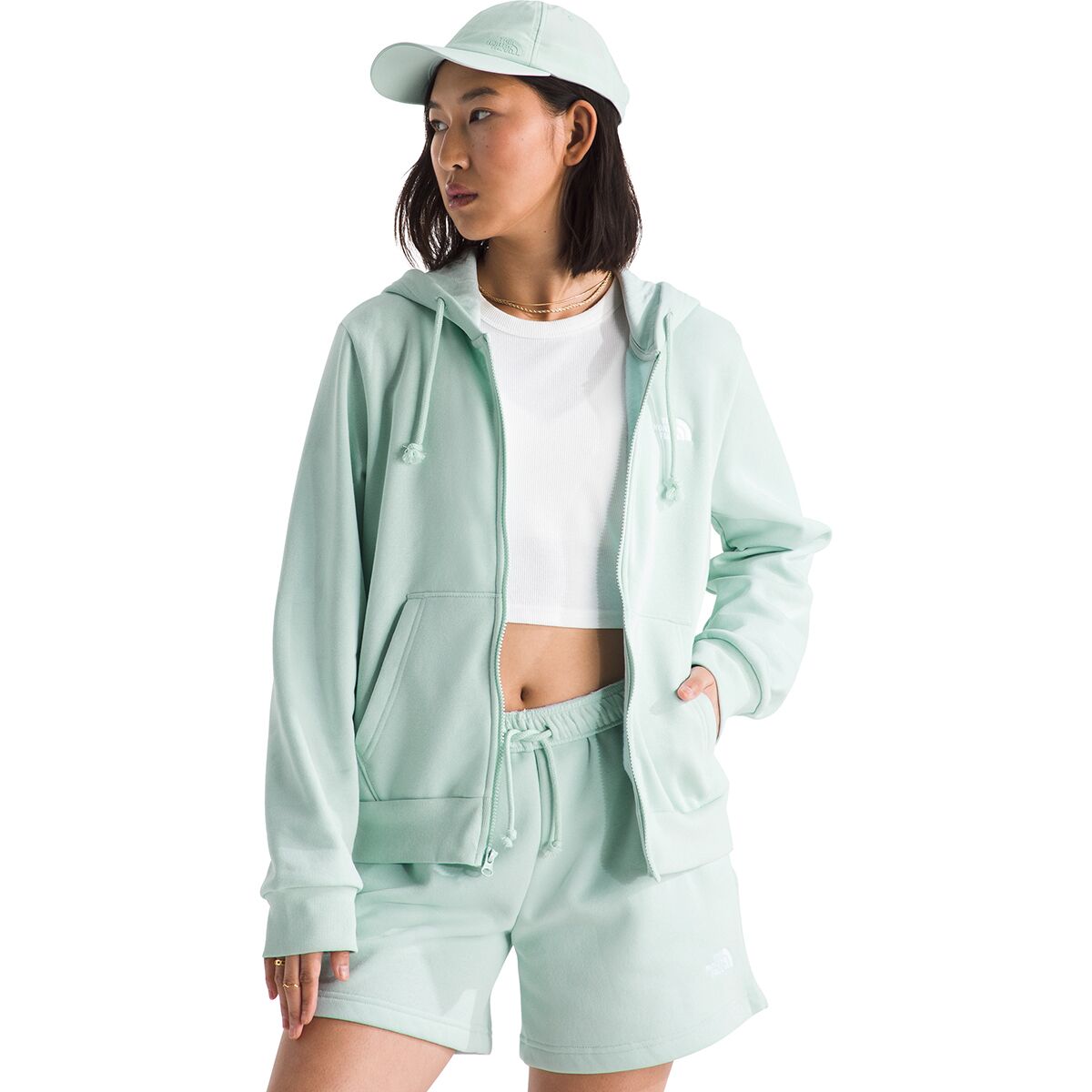 Image of The North Face Evolution Embroidered Full-Zip Hoodie - Women's Opal Frost, S