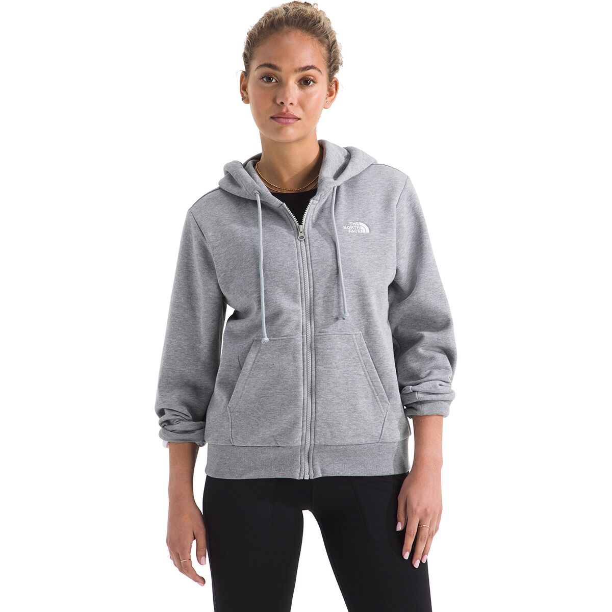 Image of The North Face Evolution Embroidered Full-Zip Hoodie - Women's TNF Pale Grey Heather, XL