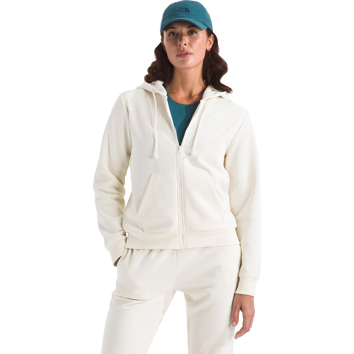 Image of The North Face Evolution Embroidered Full-Zip Hoodie - Women's White Dune, XS