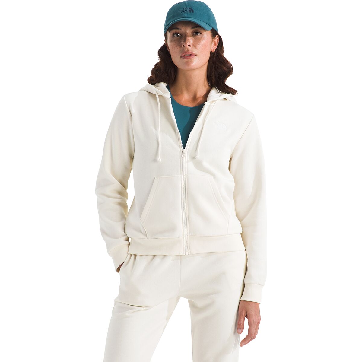 Image of The North Face Evolution Embroidered Full-Zip Hoodie - Women's White Dune, M