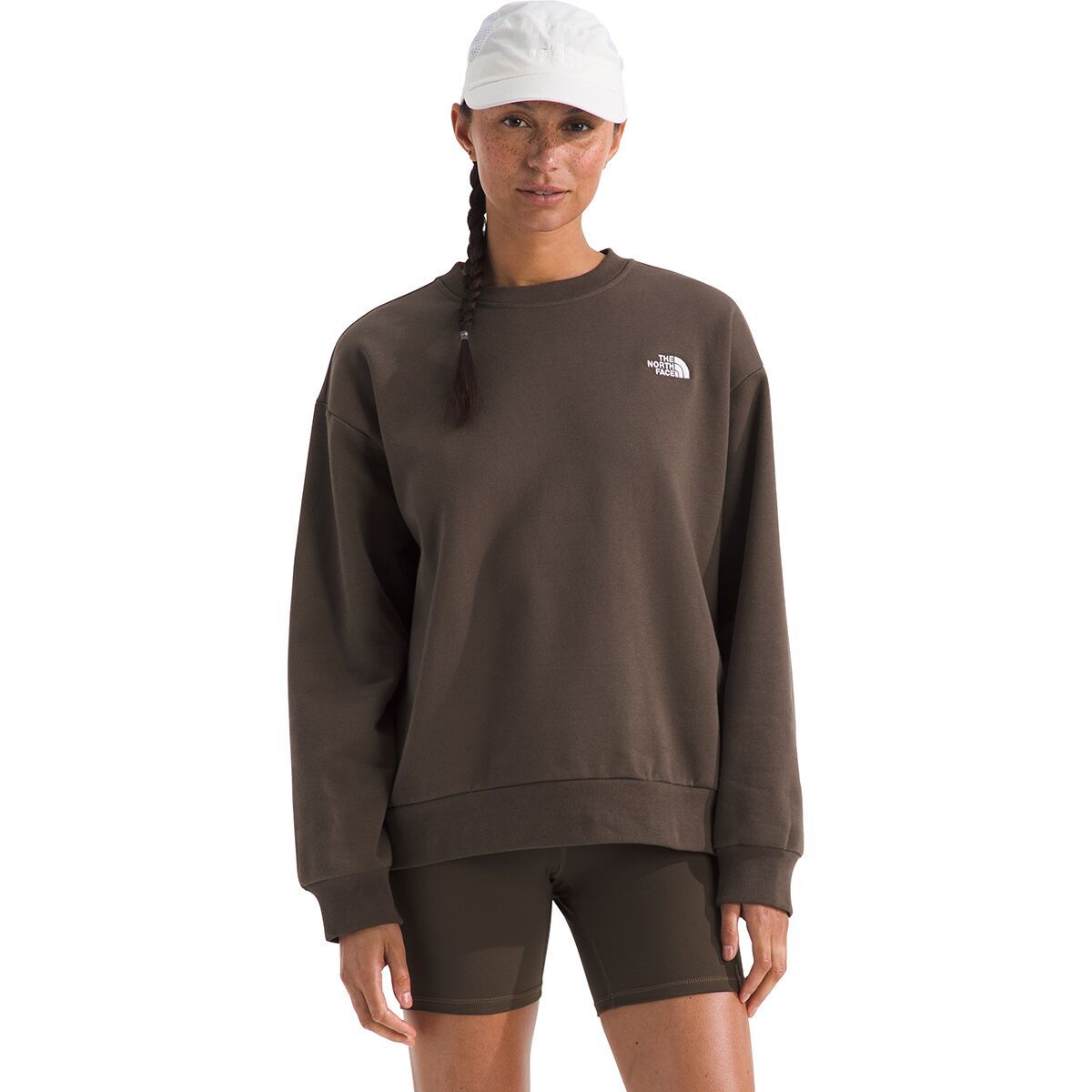 Image of The North Face Evolution Embroidered Oversized Crew Sweatshirt - Women's Smokey Brown, L