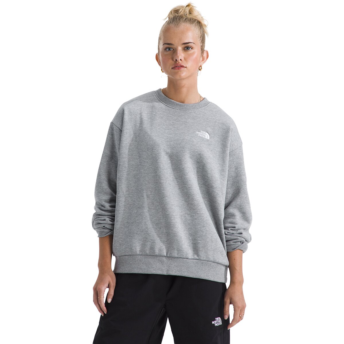 Image of The North Face Evolution Embroidered Oversized Crew Sweatshirt - Women's TNF Pale Grey Heather, M