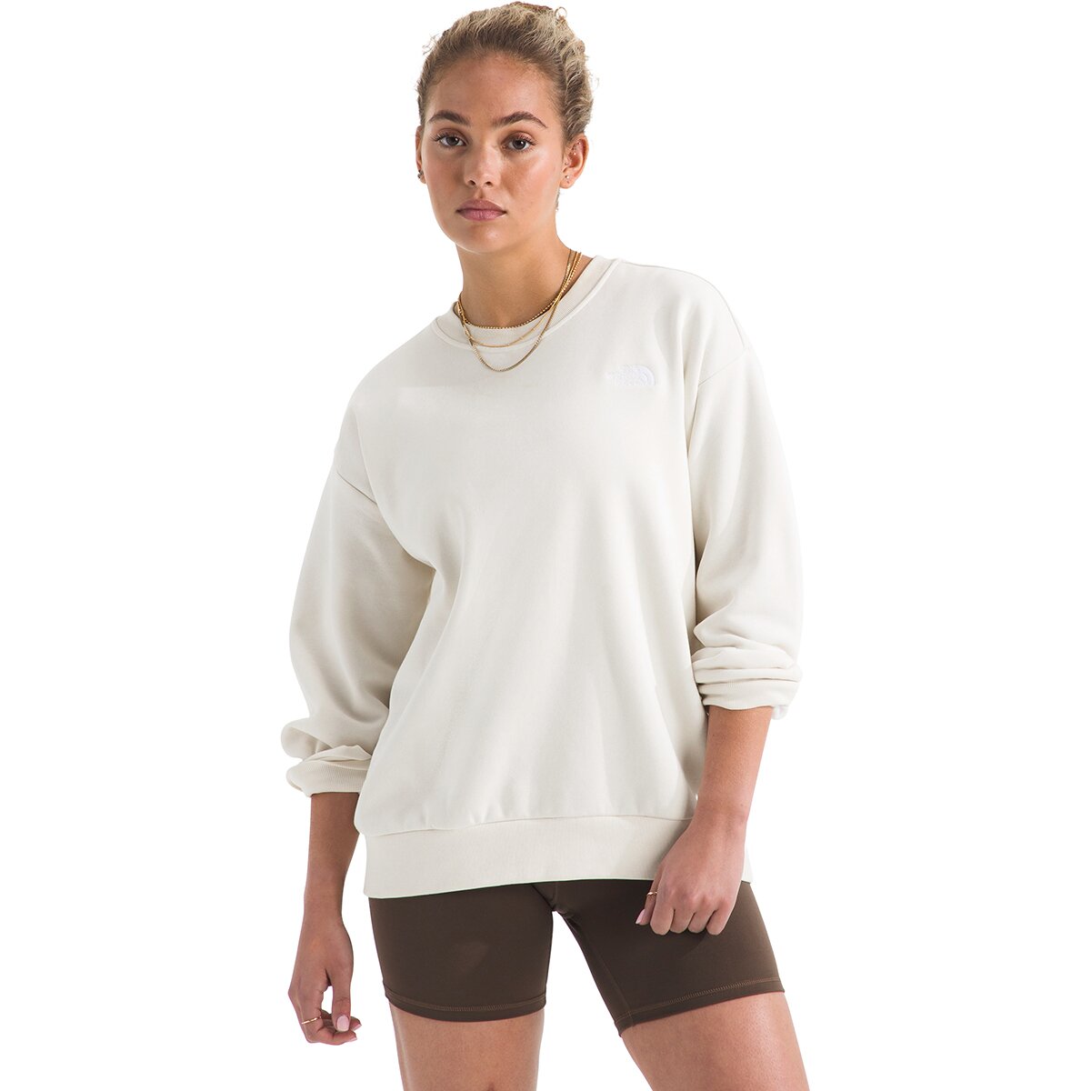 Image of The North Face Evolution Embroidered Oversized Crew Sweatshirt - Women's White Dune, XXL
