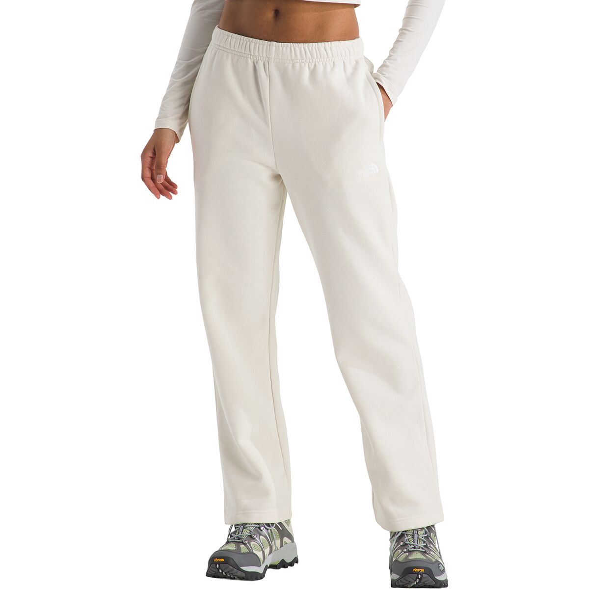Image of The North Face Evolution Embroidered Straight Leg Pant - Women's White Dune, S/Reg