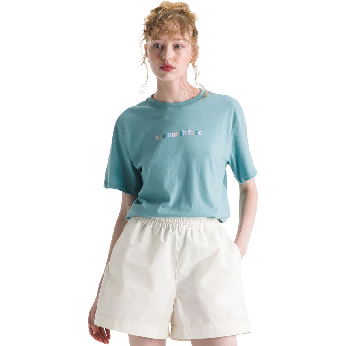 Image of The North Face Evolution Proud Short-Sleeve Graphic T-Shirt - Women's Blue Eclipse, XS