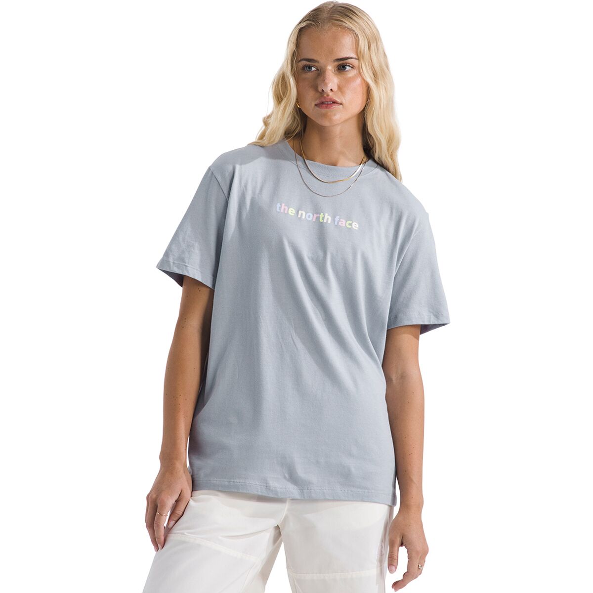 Image of The North Face Evolution Proud Short-Sleeve Graphic T-Shirt - Women's Blue Flax, XS