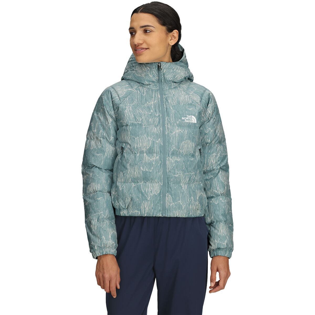 The North Face Hydrenalite Print Down Hoodie - Women's Blue Eclipse Regenerative Ink Print, M