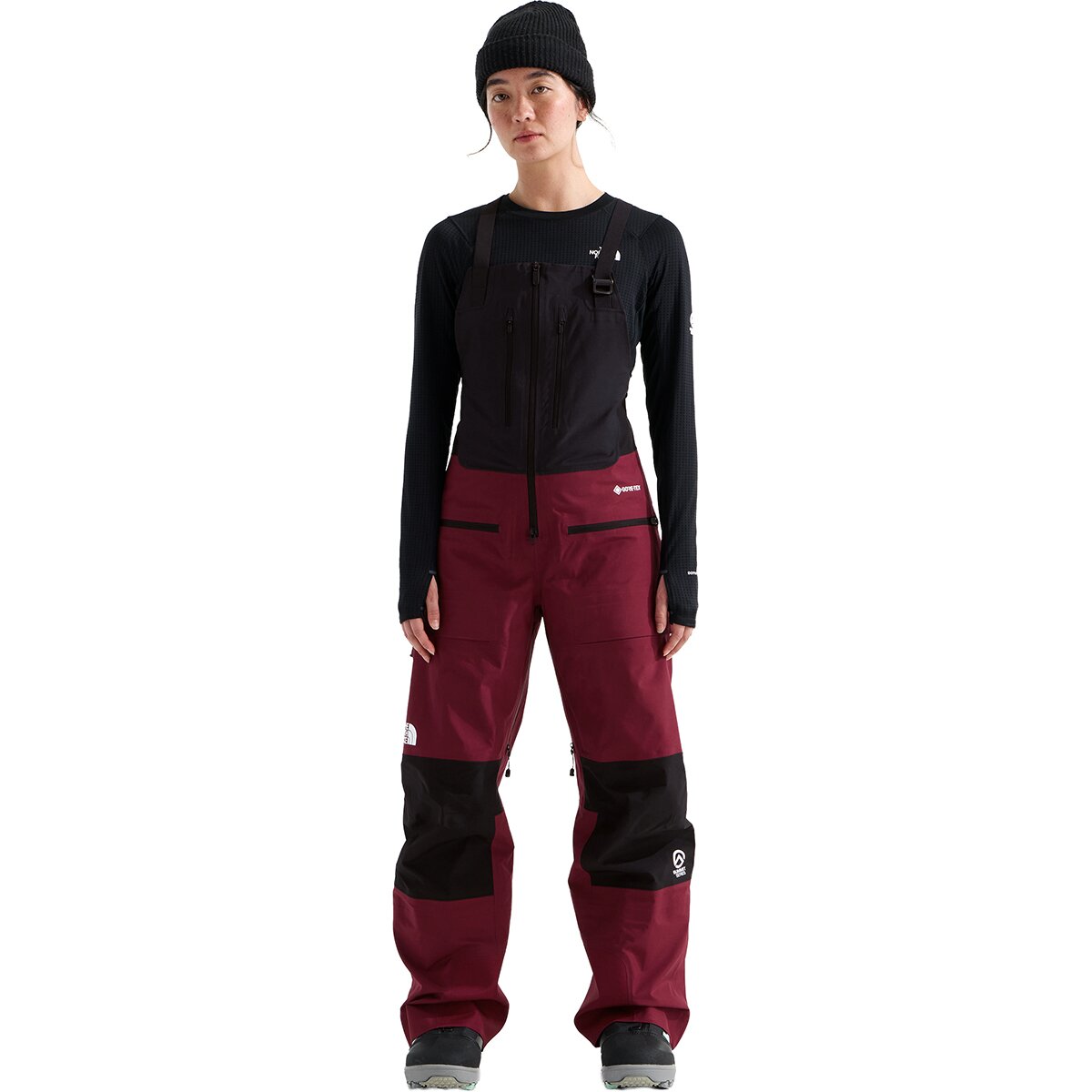 Image of The North Face Summit Verbier GTX Bib - Women's Burgundy Crush/TNF Black, XL/Reg