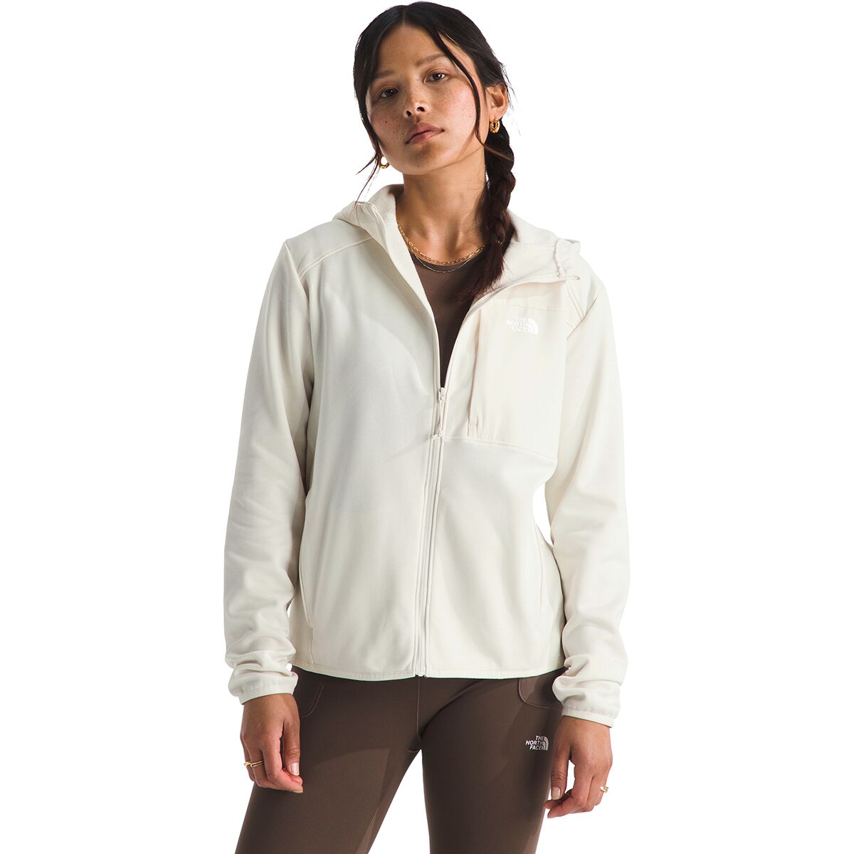 Image of The North Face TNF Performance Fleece Full-Zip Hoodie - Women's White Dune, XXL