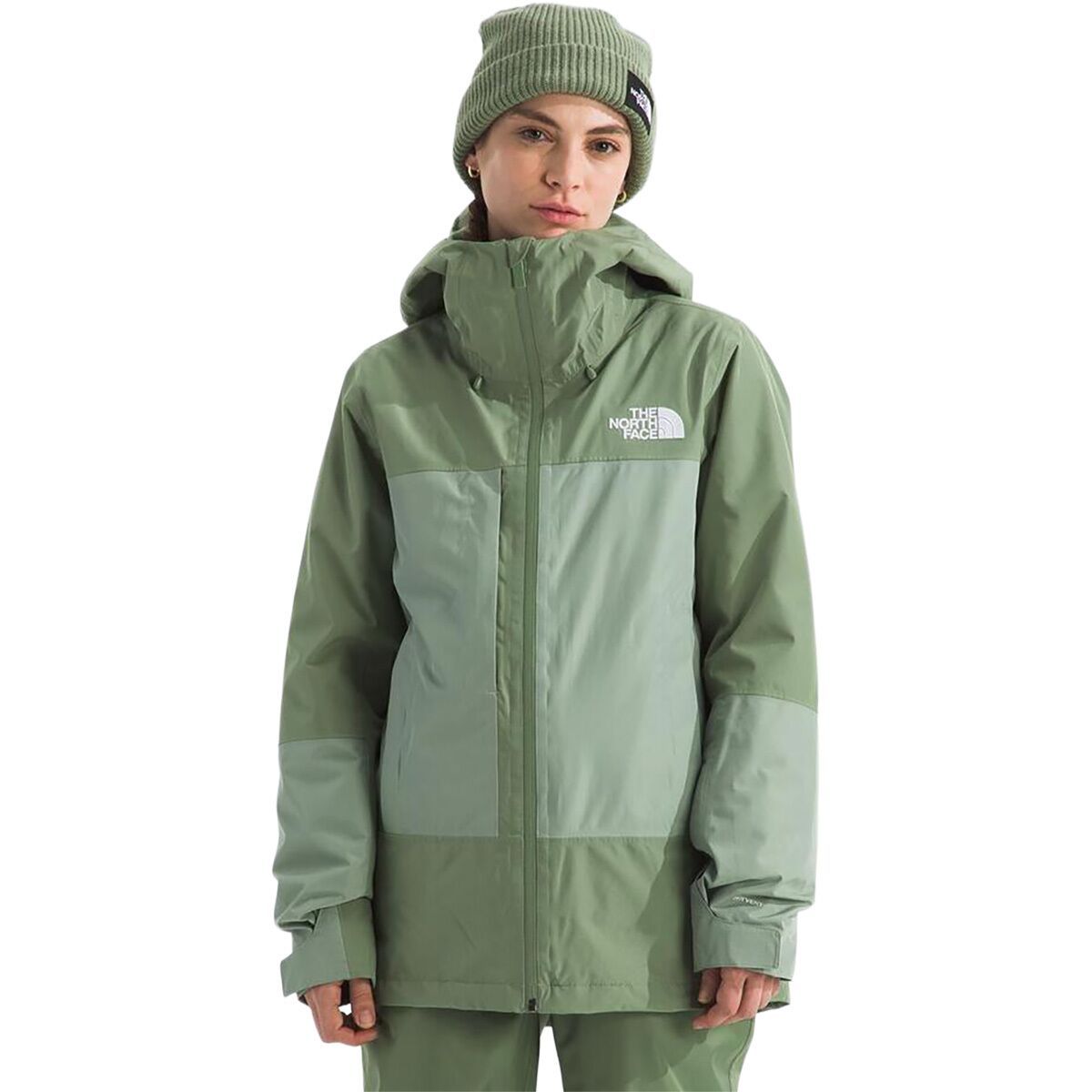 Image of The North Face ThermoBall Snow Triclimate Jacket - Women's Bark Mist/Slate Moss, M