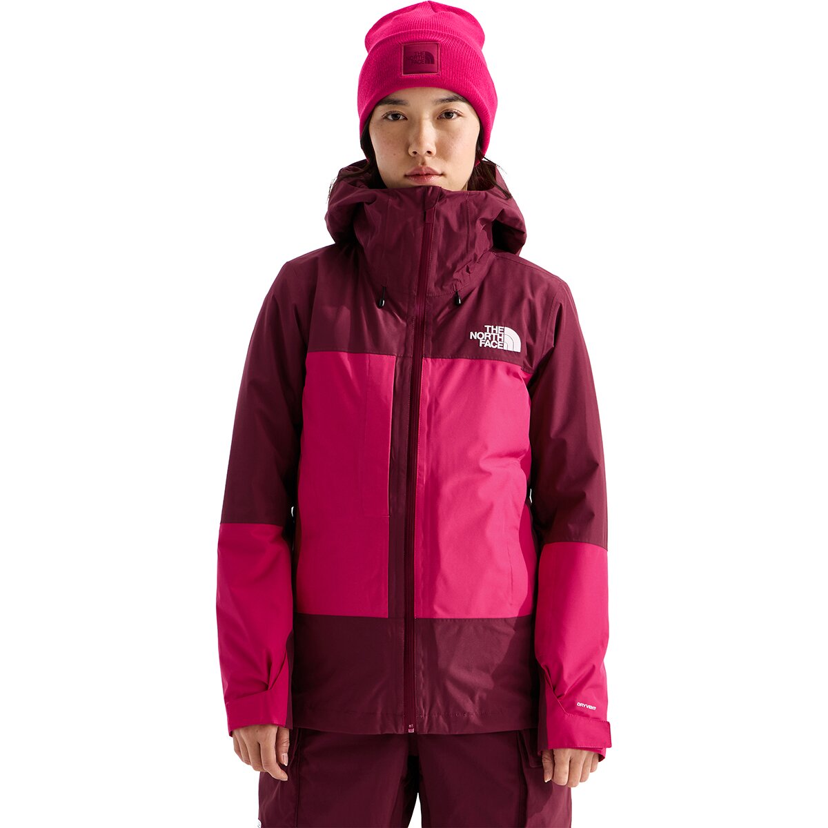 Image of The North Face ThermoBall Snow Triclimate Jacket - Women's Burgundy Crush/Lali Guran, L