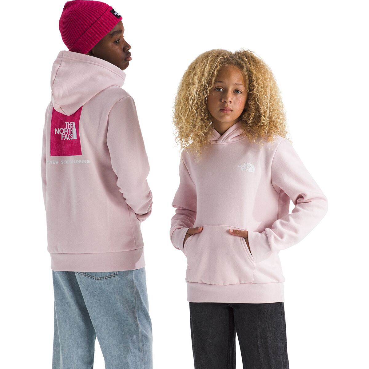 Image of The North Face Evolution Box NSE Pullover Graphic Hoodie - Kids' Pale Blossom, S