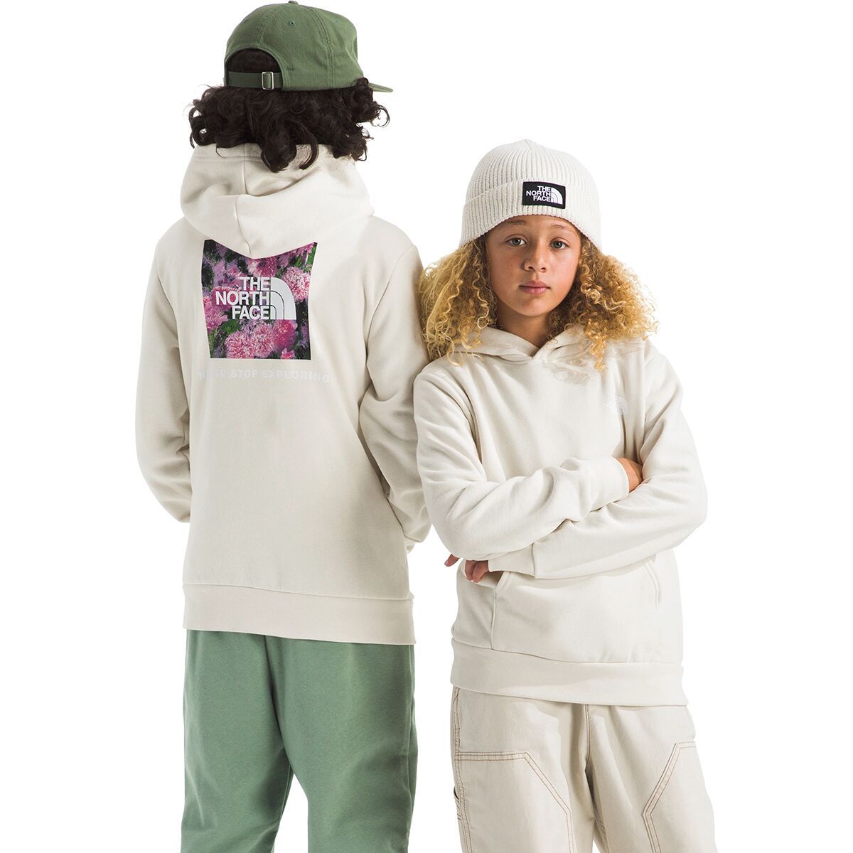 Image of The North Face Evolution Box NSE Pullover Graphic Hoodie - Kids' White Dune, M