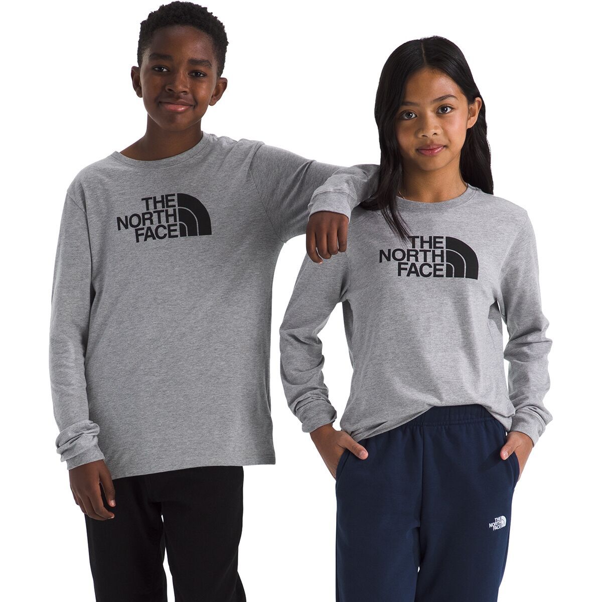 Image of The North Face Evolution Half Dome Long-Sleeve T-Shirt - Kids' TNF Pale Grey Heather, L