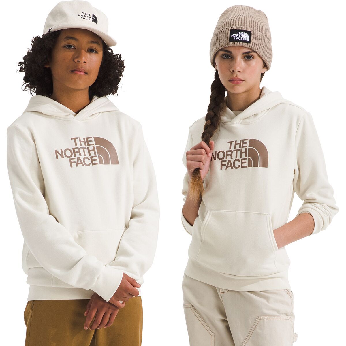 Image of The North Face Evolution Half Dome Pullover Hoodie - Kids' White Dune, S