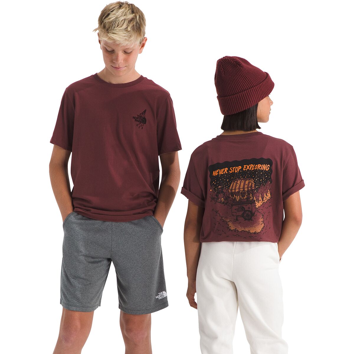 Image of The North Face Evolution Snow Sports Short-Sleeve Graphic T-Shirt - Kids' Sumac, XXL