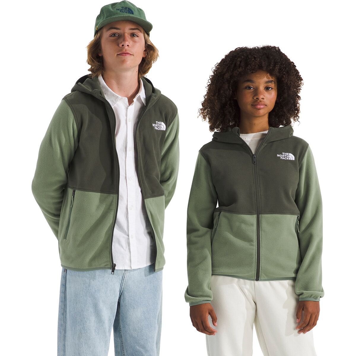 Image of The North Face Glacier Full-Zip Hoodie - Kids' Bark Mist/New Taupe Green, XL