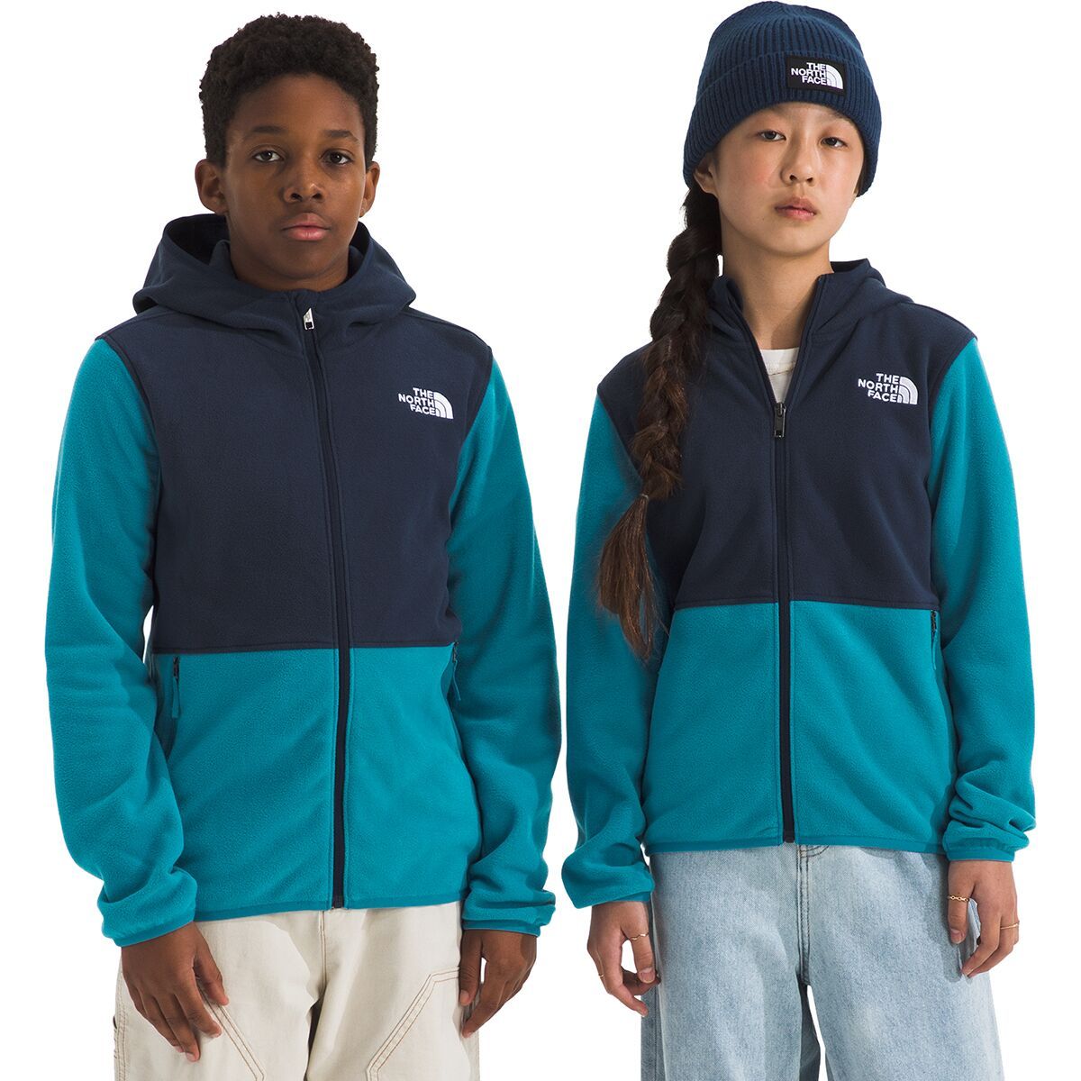 Image of The North Face Glacier Full-Zip Hoodie - Kids' Dusk Blue/Summit Navy, M