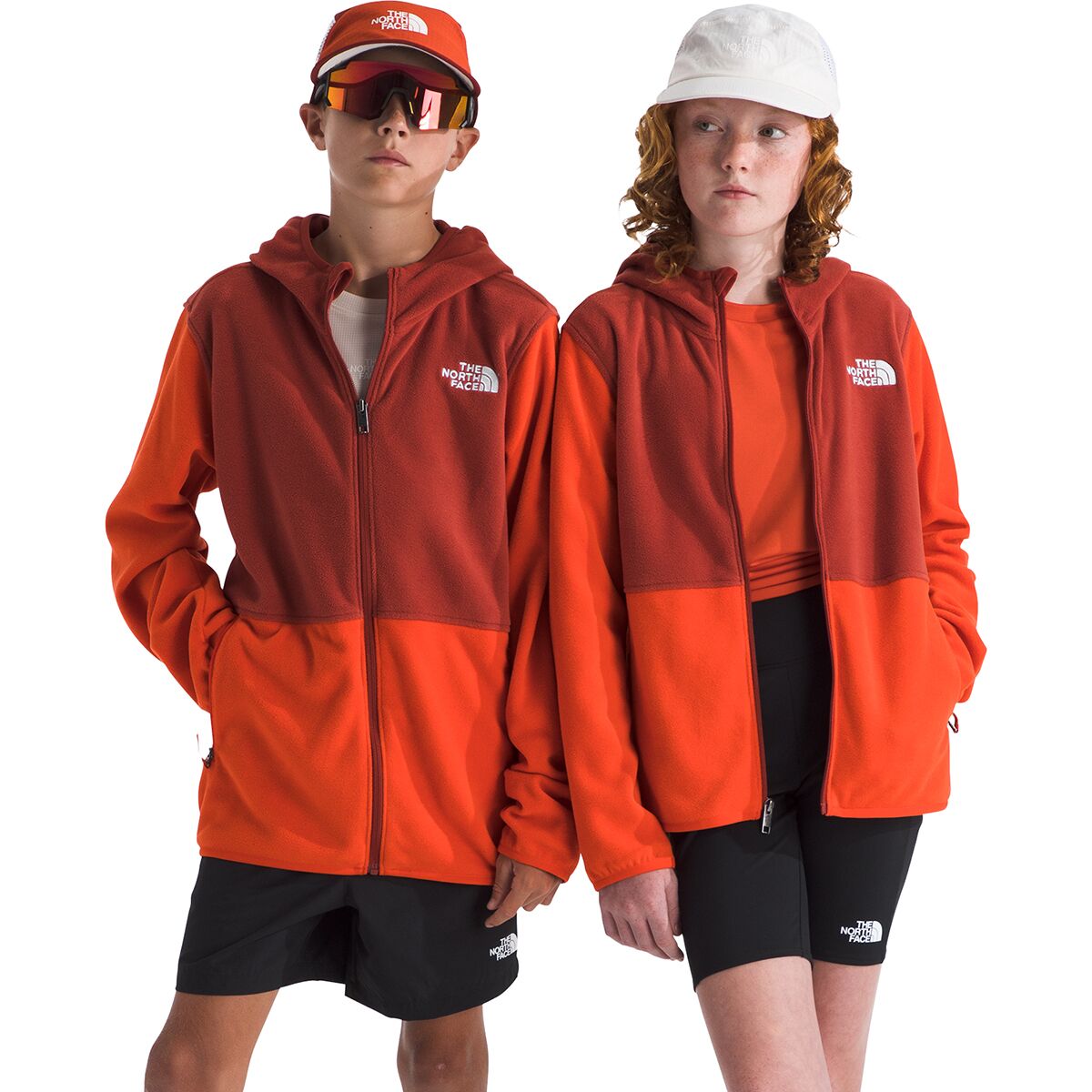 Image of The North Face Glacier Full-Zip Hoodie - Kids' Lava Red/Iron Clay, L