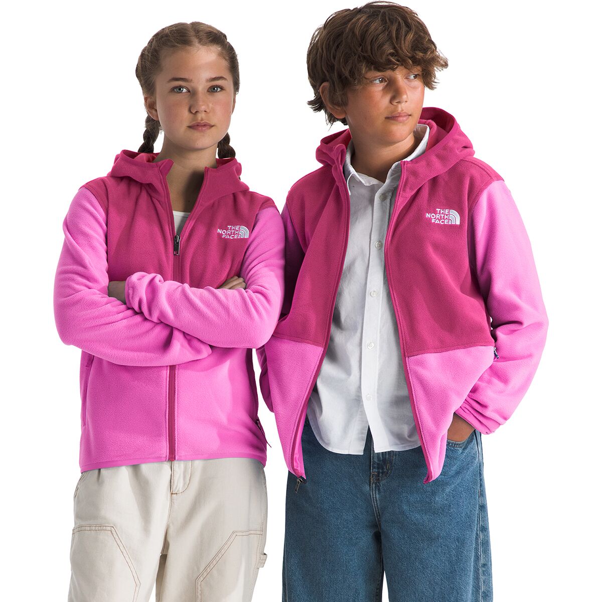 Image of The North Face Glacier Full-Zip Hoodie - Kids' Violet Crocus/Fuchsia Flash, M