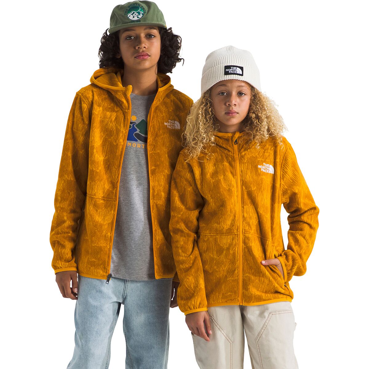 Image of The North Face Glacier Full-Zip Print Hoodie - Kids' Summit Gold Regenerative Ink Print, XL