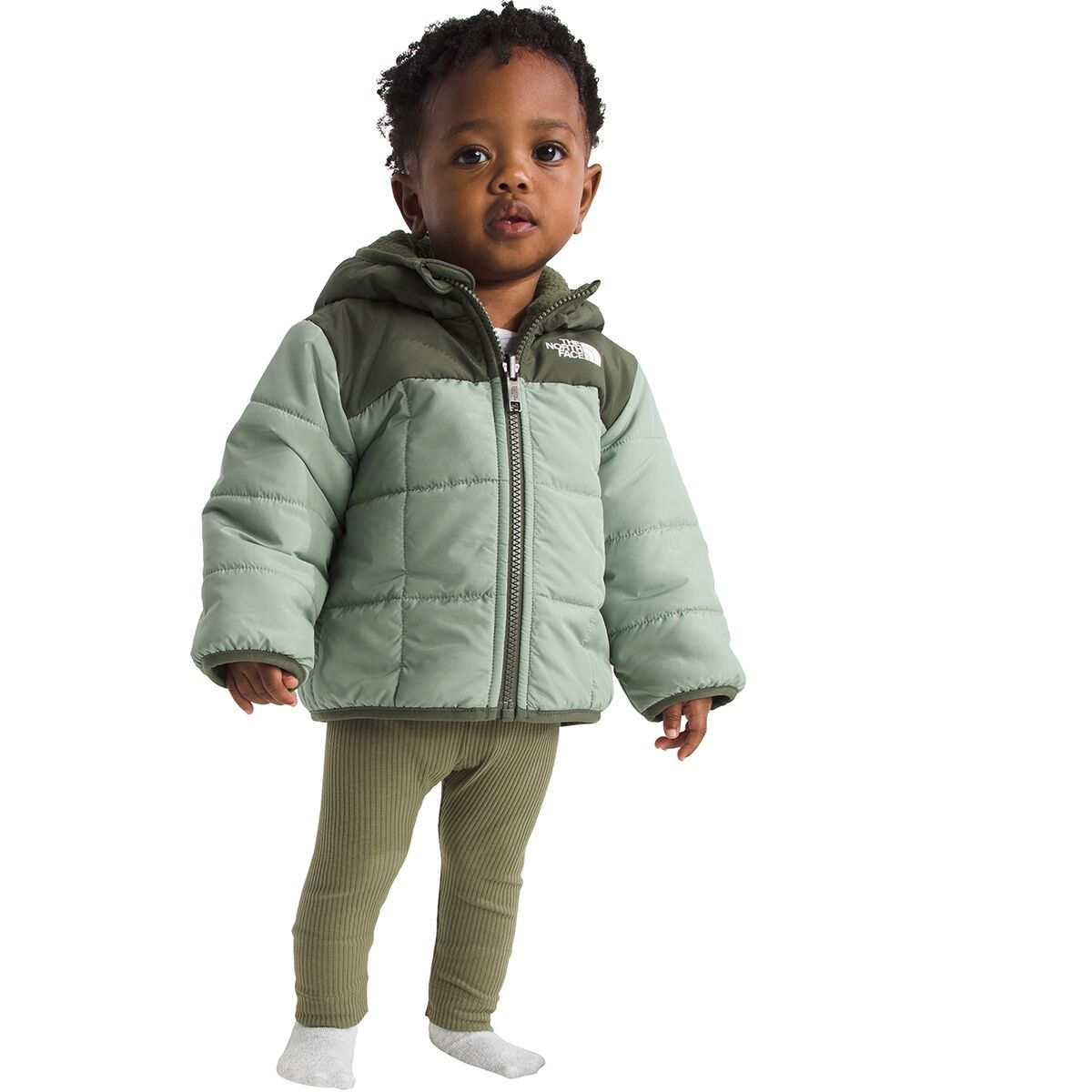 Image of The North Face Reversible Shasta Full-Zip Hooded Jacket - Infants' Slate Moss/New Taupe Green, 24M