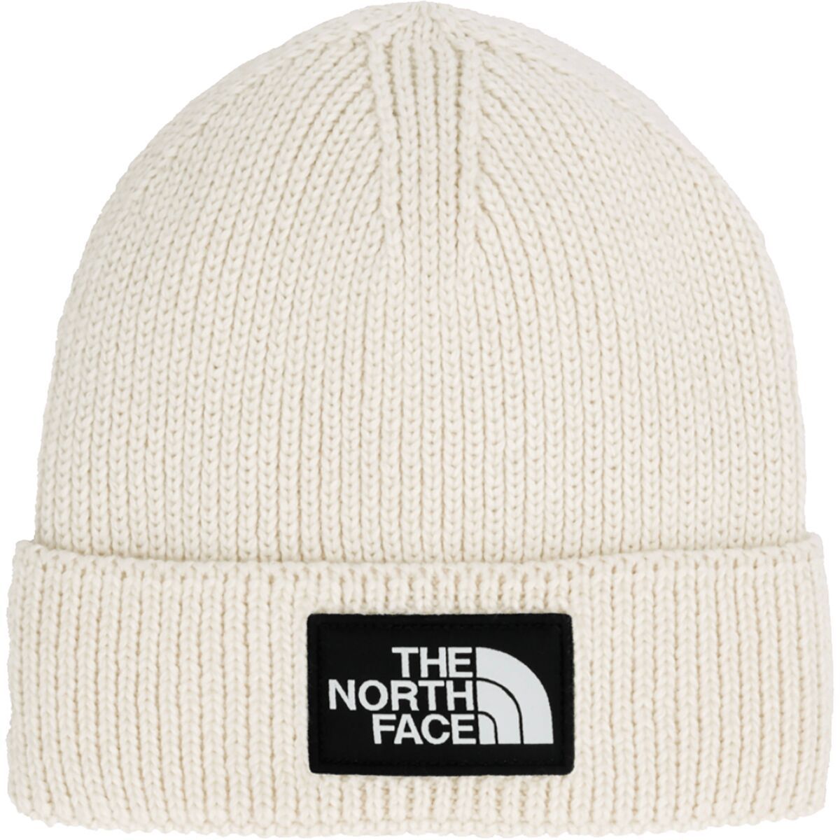 The North Face Logo Box Cuffed Beanie White Dune, One Size