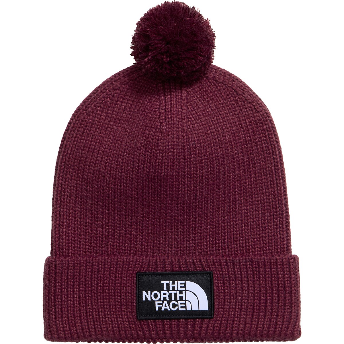 Image of The North Face Logo Box Pom Beanie Burgundy Crush, One Size