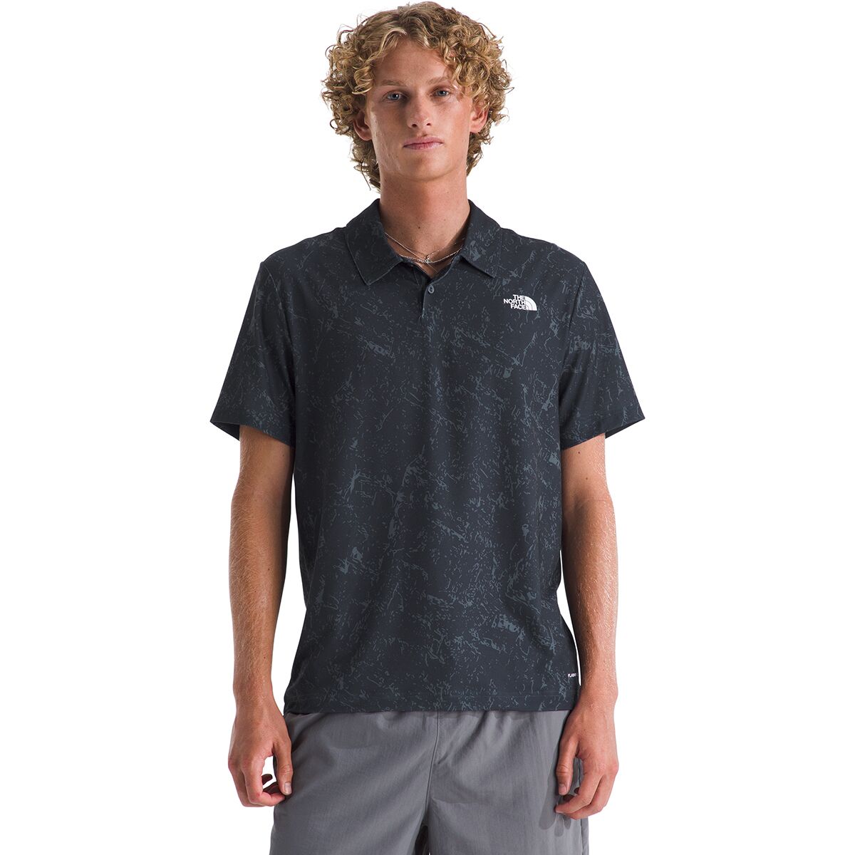 Image of The North Face Adventure Printed Polo - Men's Summit Navy Rock Texture Print, XS