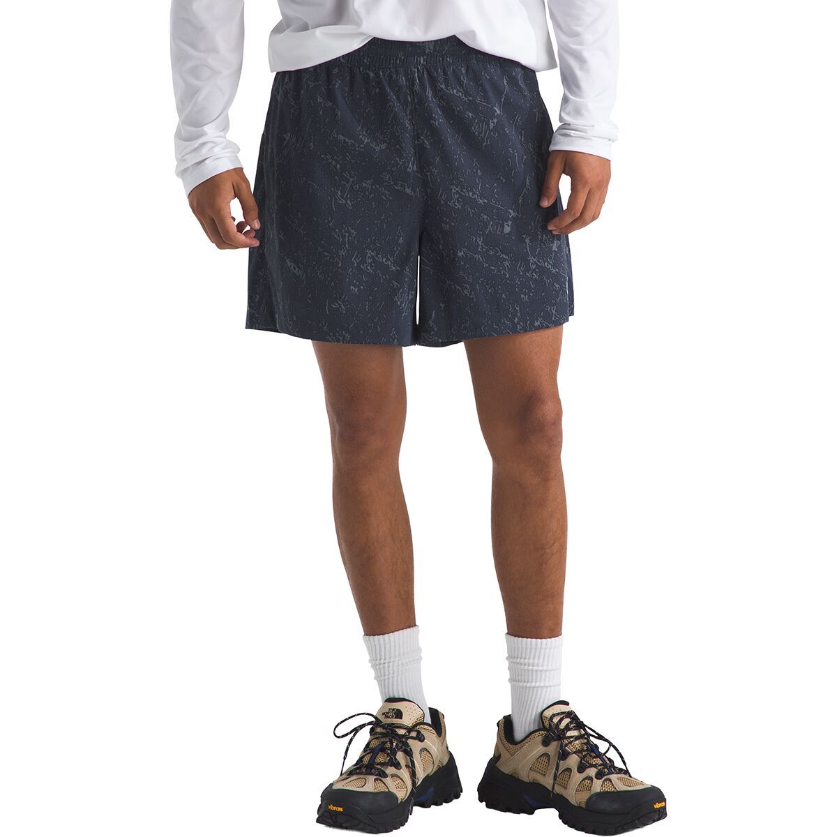 Image of The North Face Class V Pathfinder Pull-On 5in Print Short - Men's Summit Navy Rock Texture Print, L/Short