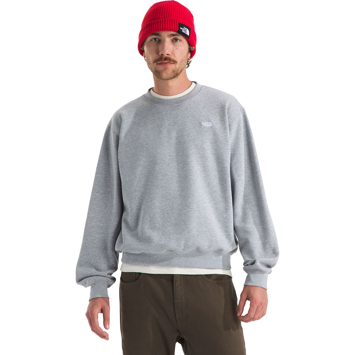 Image of The North Face TNF Essential Simple Dome Relaxed Crew Sweatshirt - Men's TNF Pale Grey Heather, S