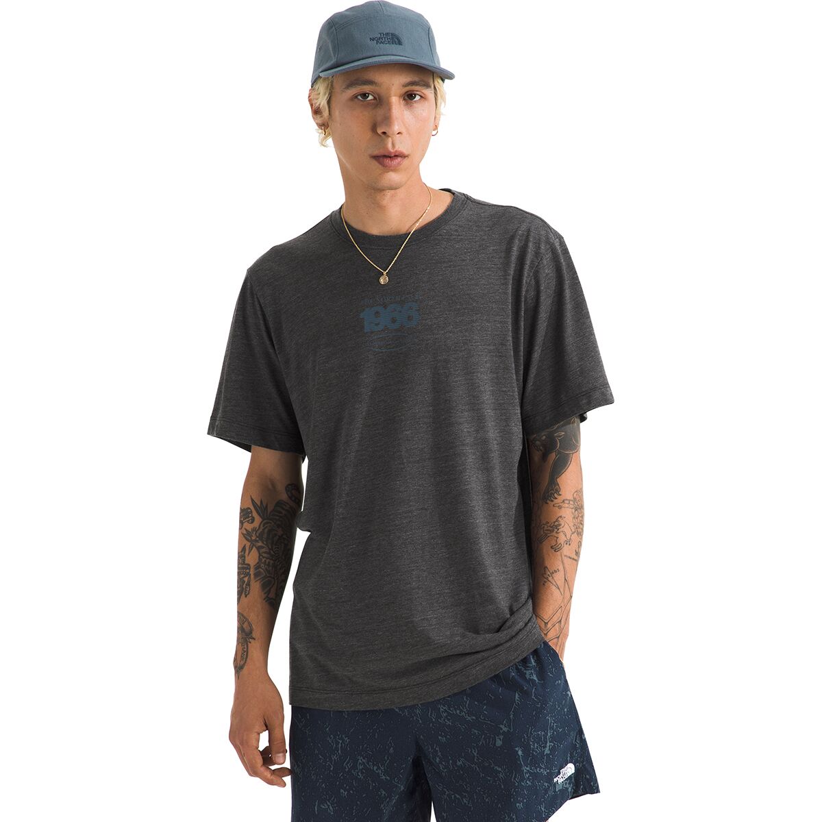 Image of The North Face Tri-Blend Logo Play Short-Sleeve T-Shirt - Men's TNF Black White Heather, L