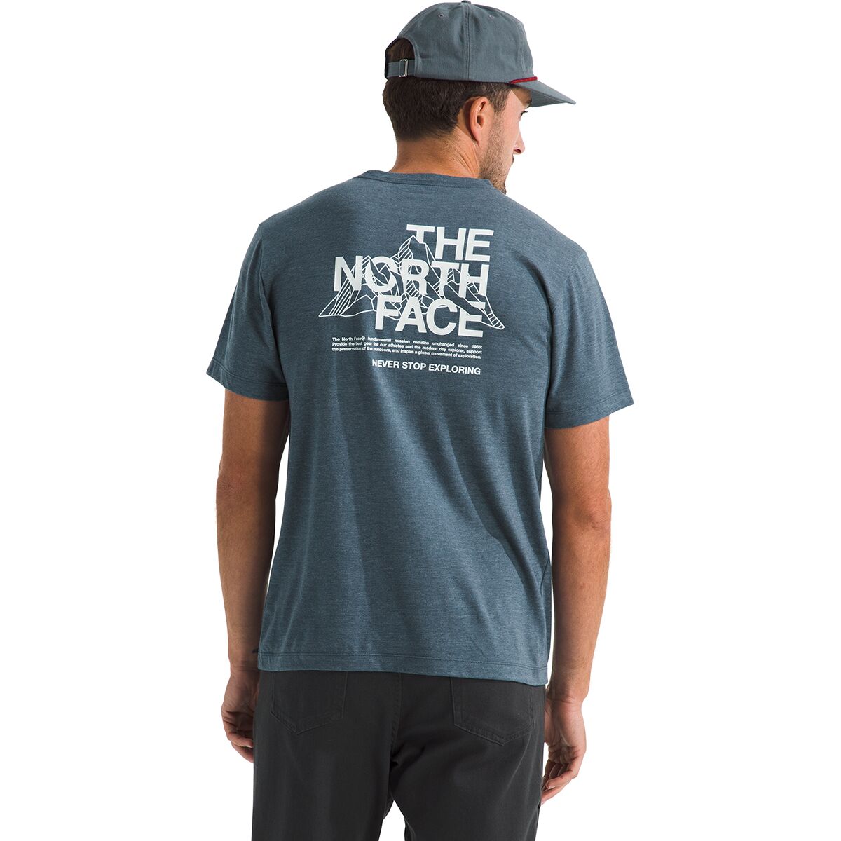 Image of The North Face Tri-Blend Mountain Sketch Short-Sleeve T-Shirt - Men's Shady Blue White Heather, S