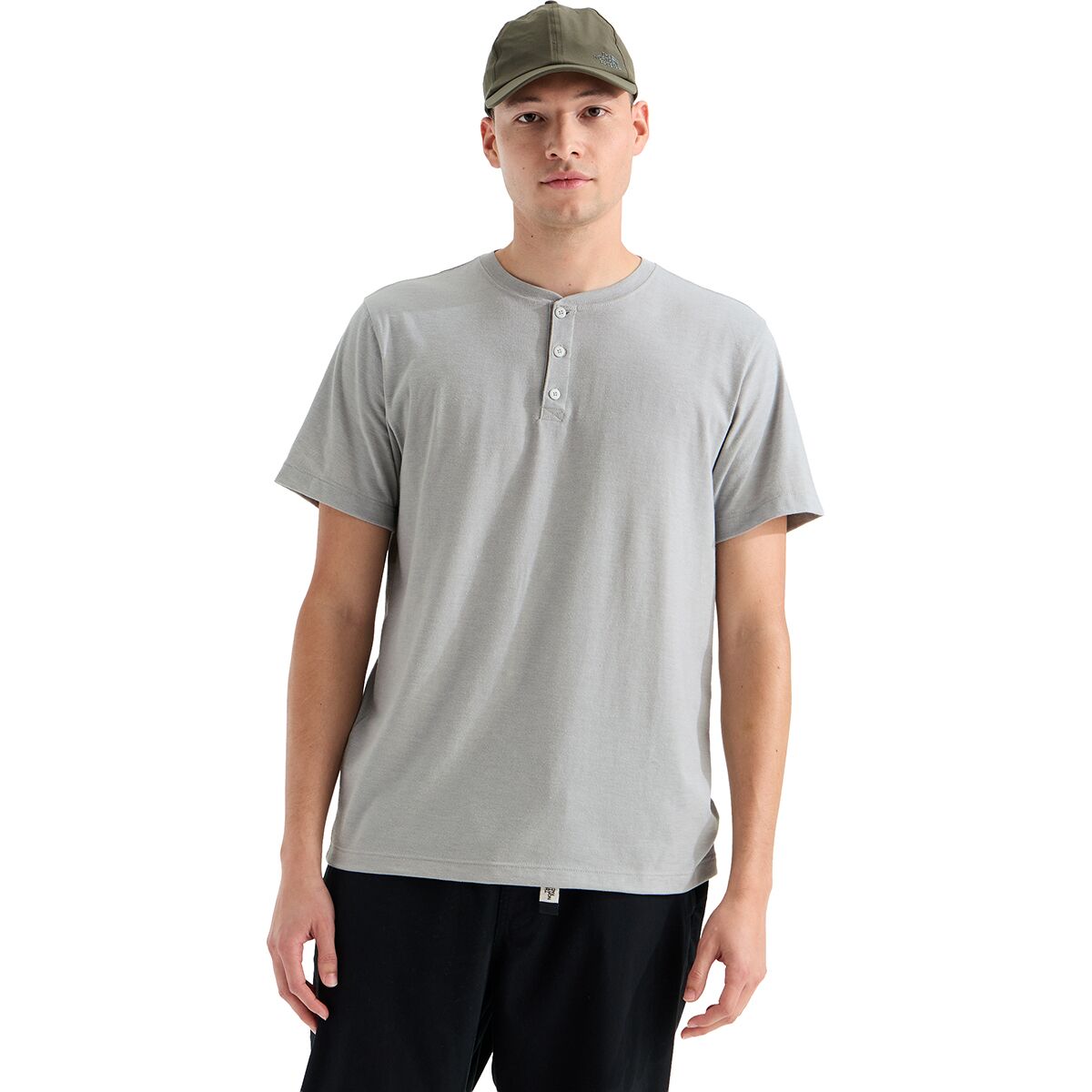 Image of The North Face Tri-Blend Short-Sleeve Henley - Men's TNF Light Grey Heather, XL