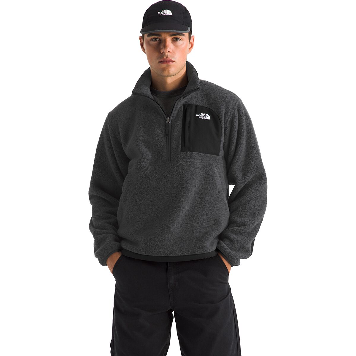 Image of The North Face Yumiori Off Peak 1/2-Zip Jacket - Men's Asphalt Grey/TNF Black, S
